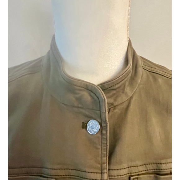 White House Black Market Corset Olive Green Seamed Pret Jacket-EUC - Picture 13 of 14